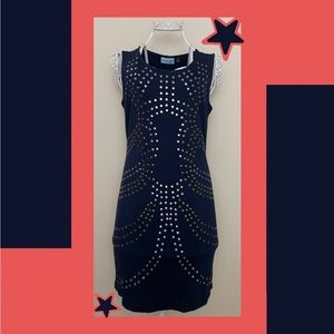 cynthia rowely navy blue dress with metallic studs